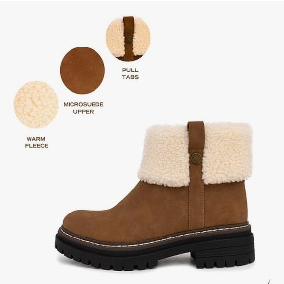 Nautica Women Fur Chelsea Boots Winter Platform Low Heel Microsuede Size 6 - Picture 1 of 7